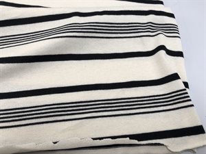 Strikjersey - stribet i smuk sort / offwhite